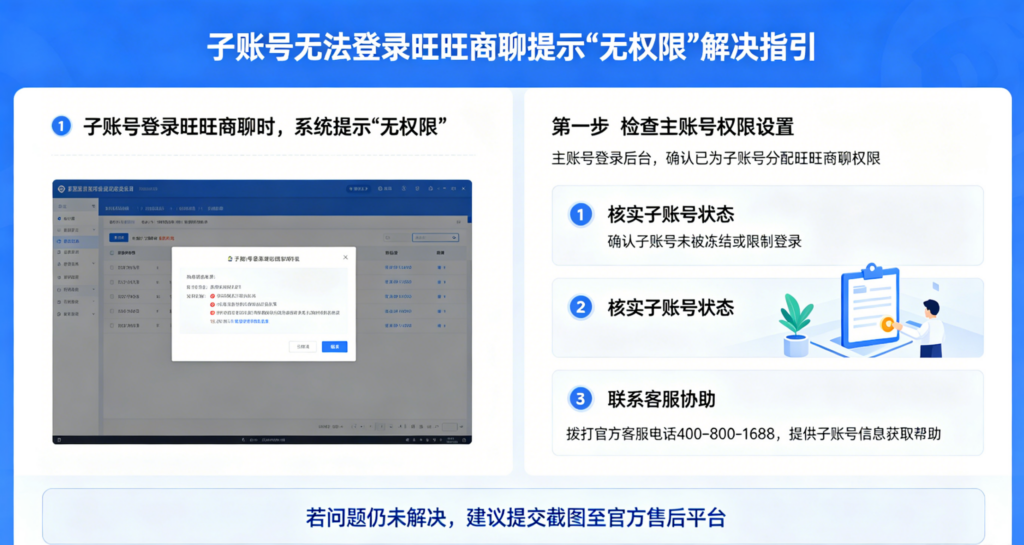 旺旺商聊子账号无权限